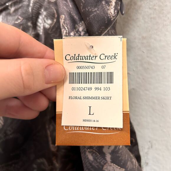 NWT Coldwater Creek Floral Shimmer Midi Skirt Size Medium - Picture 5 of 6